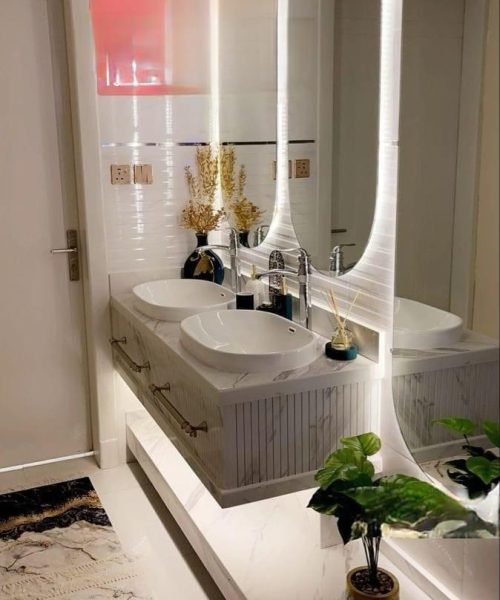 مغسلة رخامية مصنعة من رخام صناعي